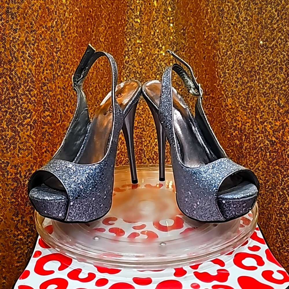 J Cupid Silver Sparkly Glitter High Heels size 6 - Picture 6 of 10